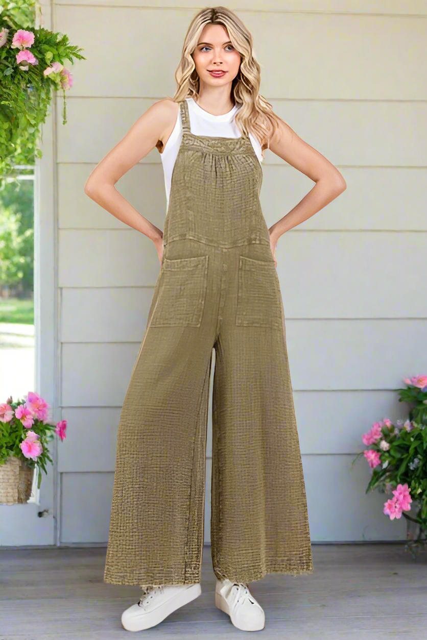 Mittoshop Textured Wide Leg Overalls