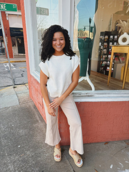 Zenana Heavy Ponte Elastic Waistband Pintuck Pants