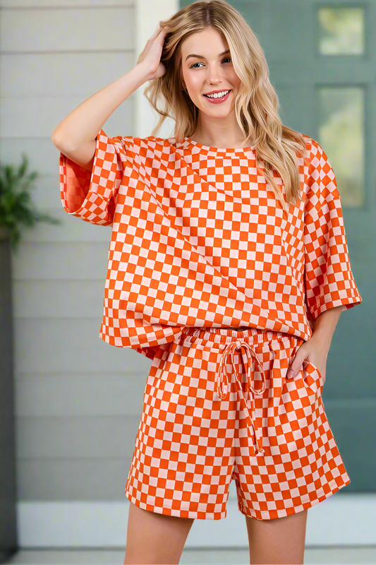 Darcy Checkered Top and Shorts Set