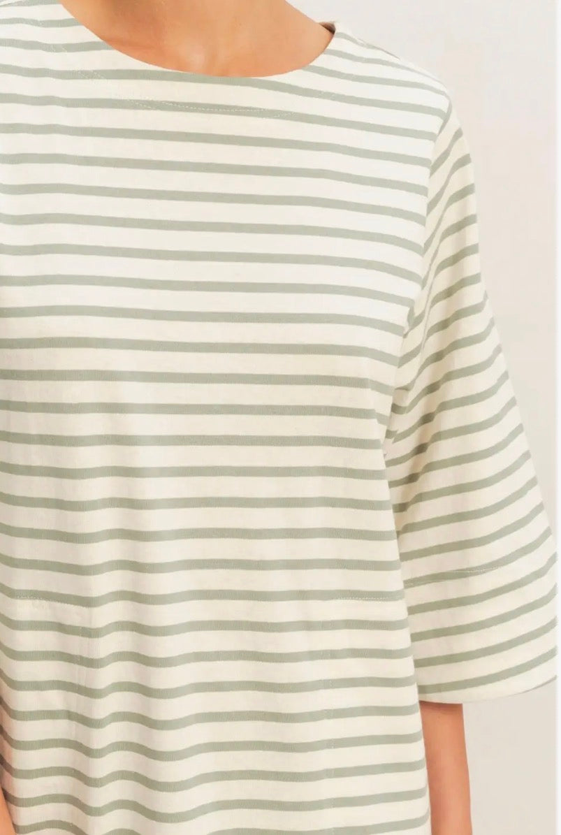 The Emerson Striped Mini Dress Sage