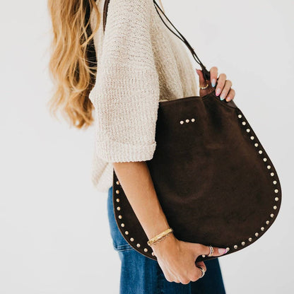 Rosalie Hobo Bag Dark Roast Suede
