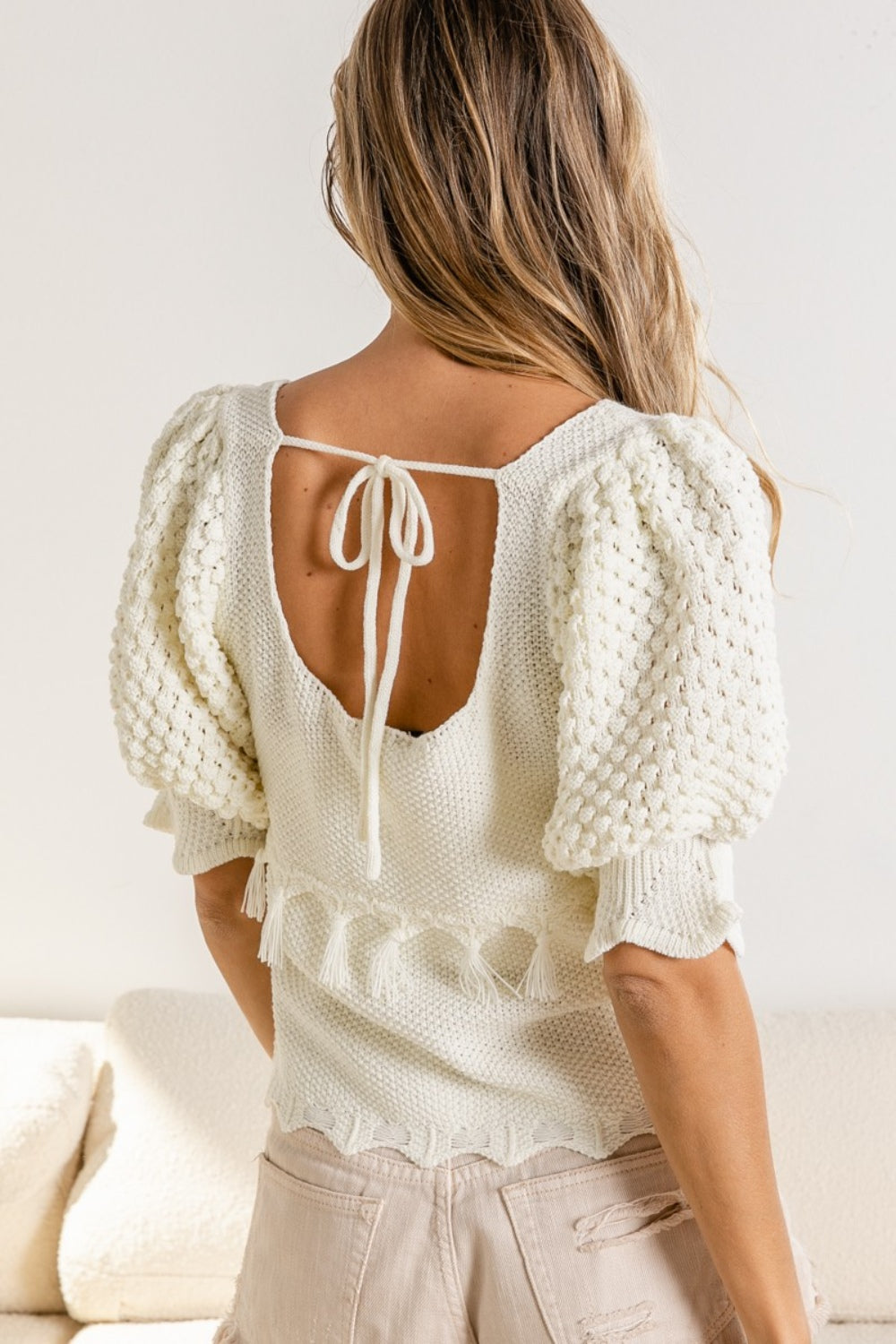 BiBi Ivory Coast Tassel Top