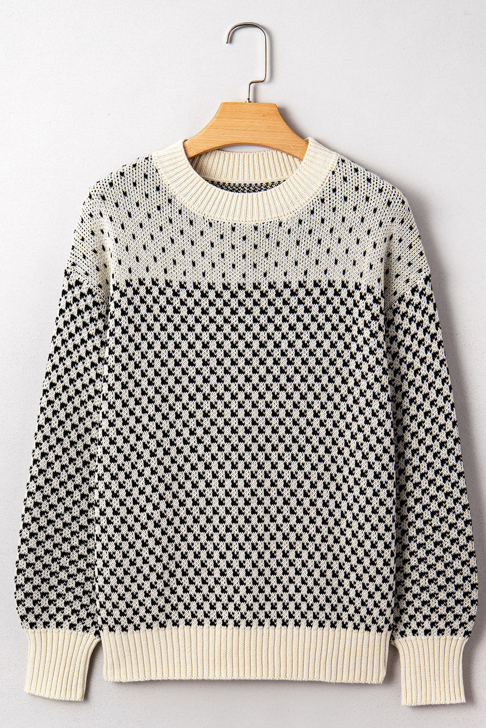 Dotted Colorblock Lantern Sleeve Sweater
