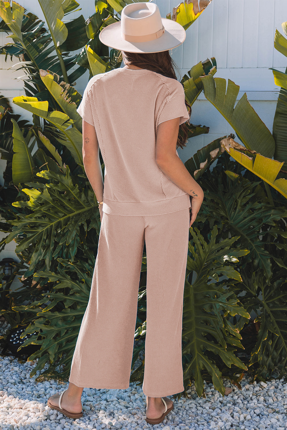 Everyday Elevated Ribbed Knit Wide Leg Pants Set