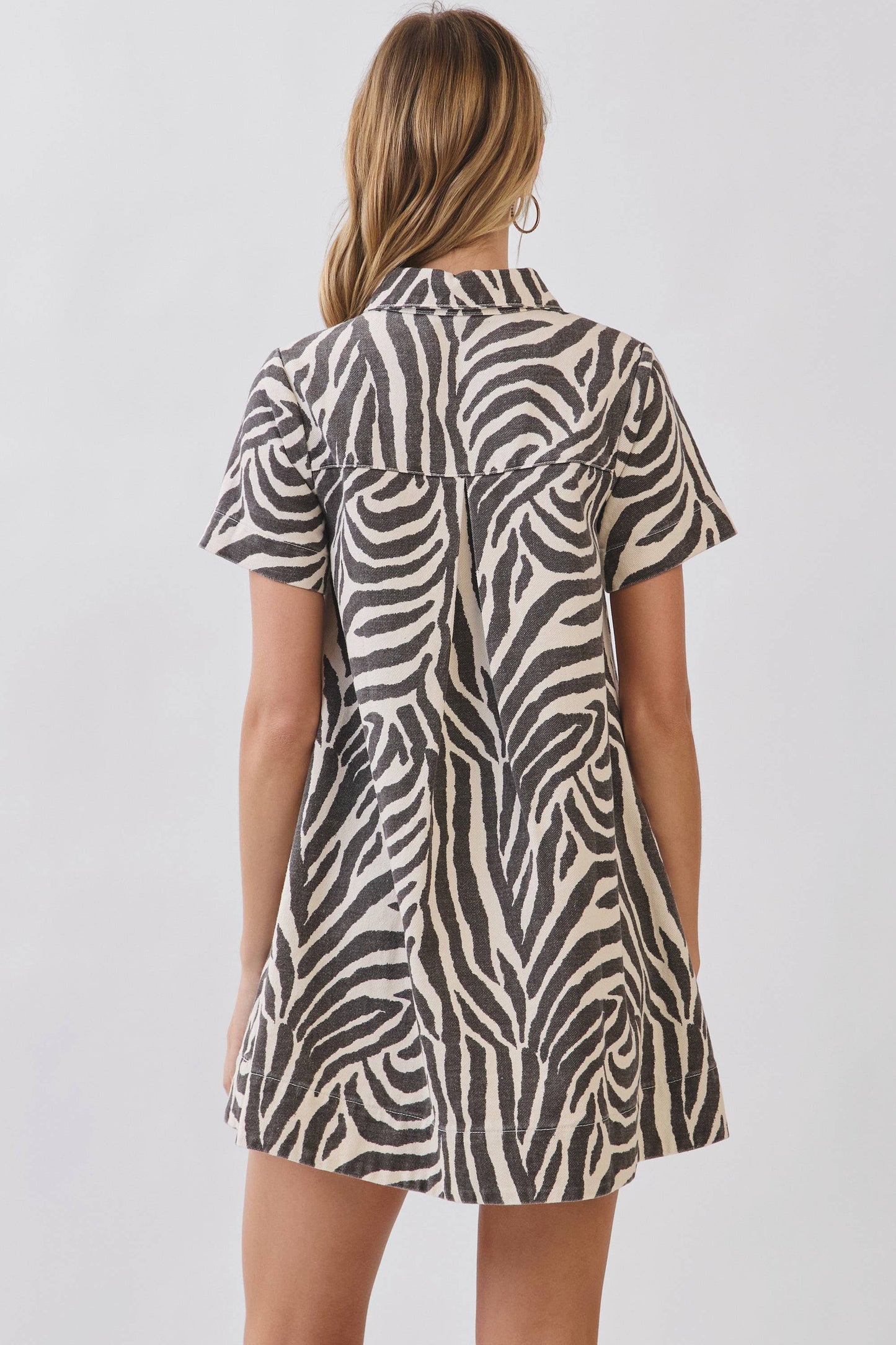 Zebra Cream Denim Mini Dress