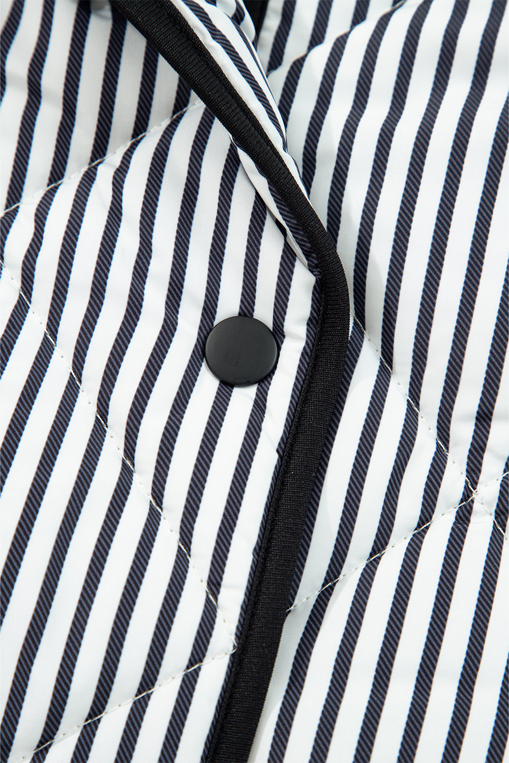 Stripe Contrast Trim Snap Button Collared Vest