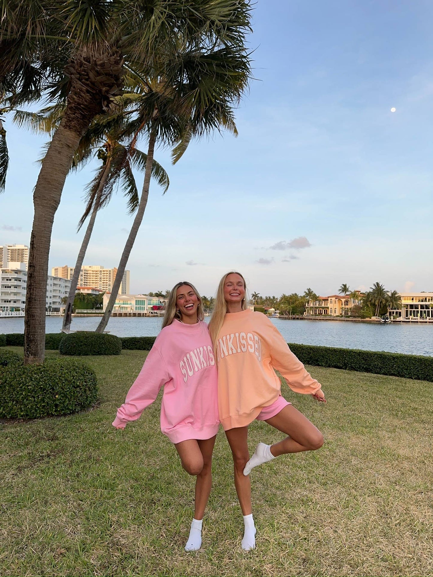 Papaya Orange Varsity Sunkissed Embroidered Mockneck Sweatshirt 100% Cotton