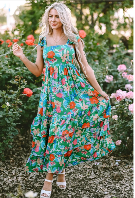 Elizabeth Layered Ruffle Maxi Dress