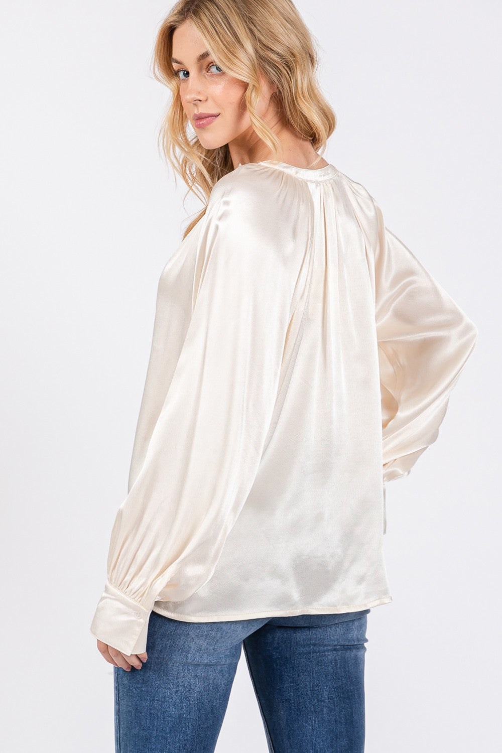 SAGE + FIG Notched Satin Valerie Top