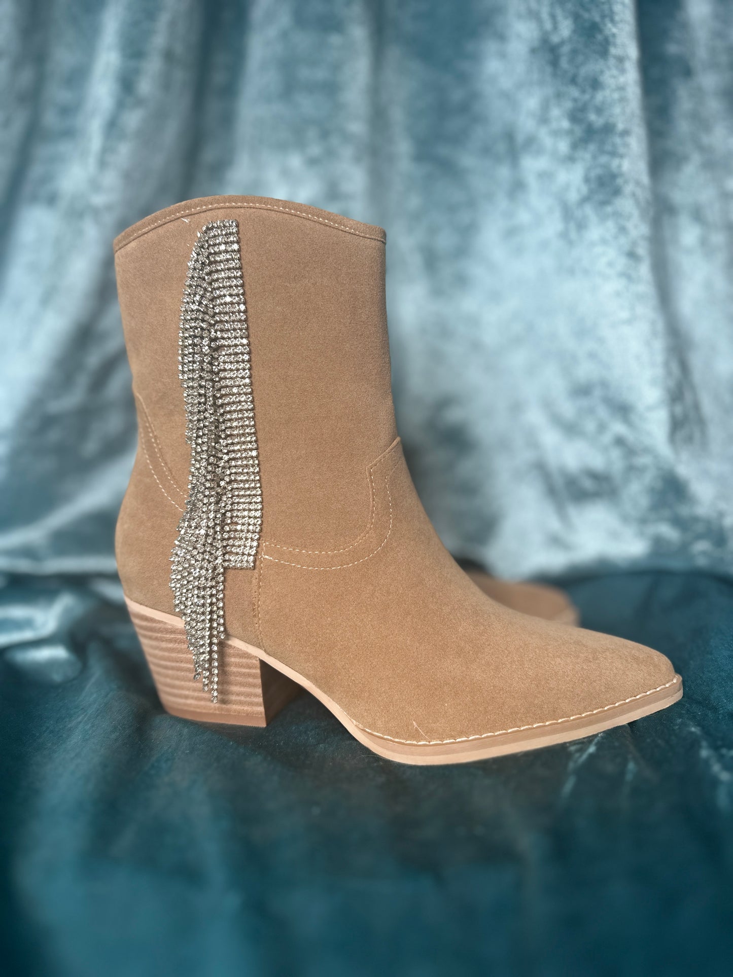 The Brynn Rhinestone Fringe Boot - Oasis Society