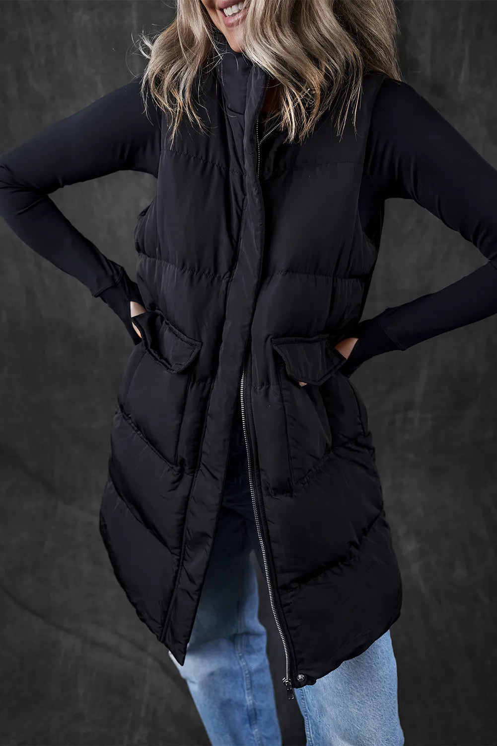 Amelia Pocketed Zip Up Vest