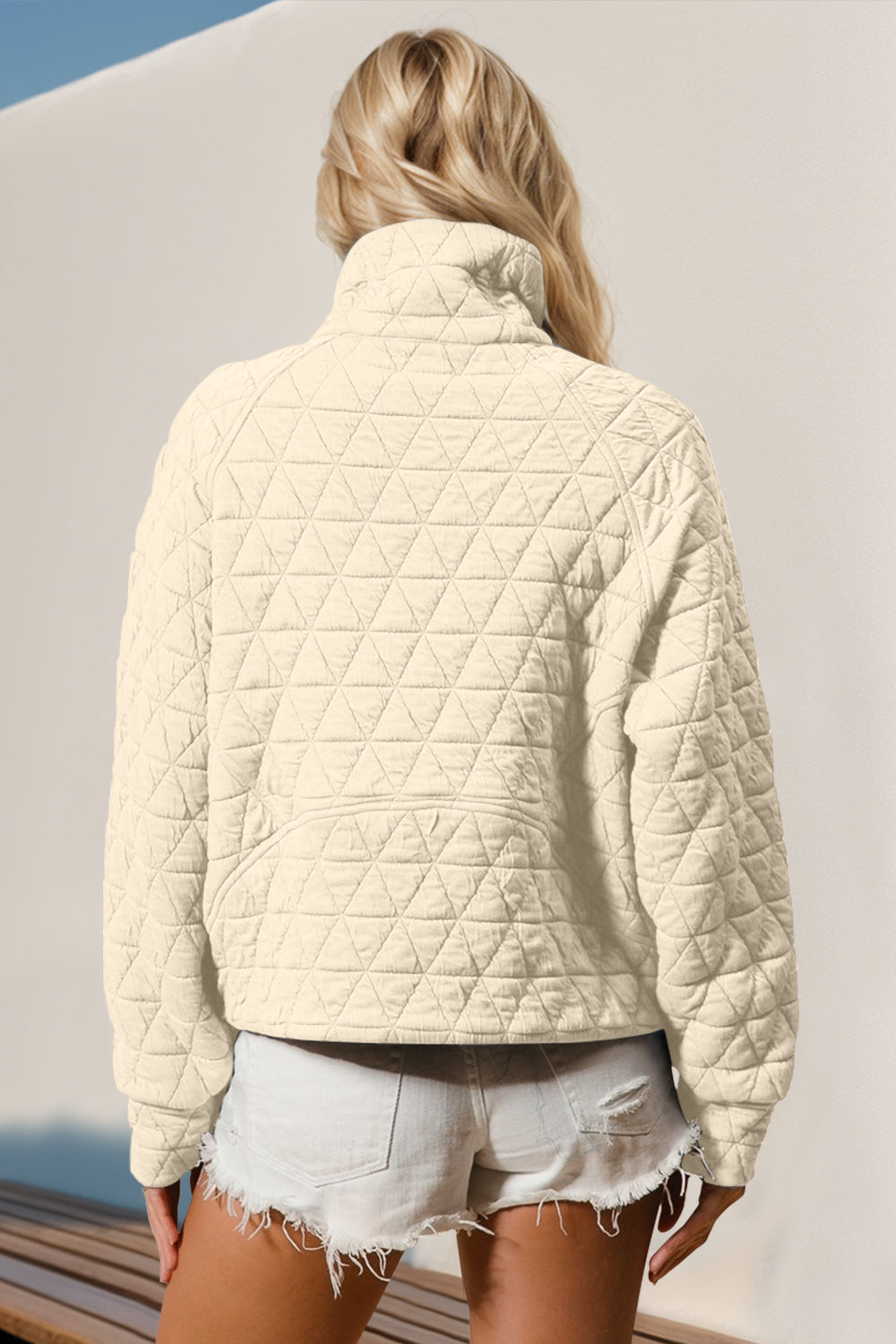 Double Take Half Zip Quilted Pullover