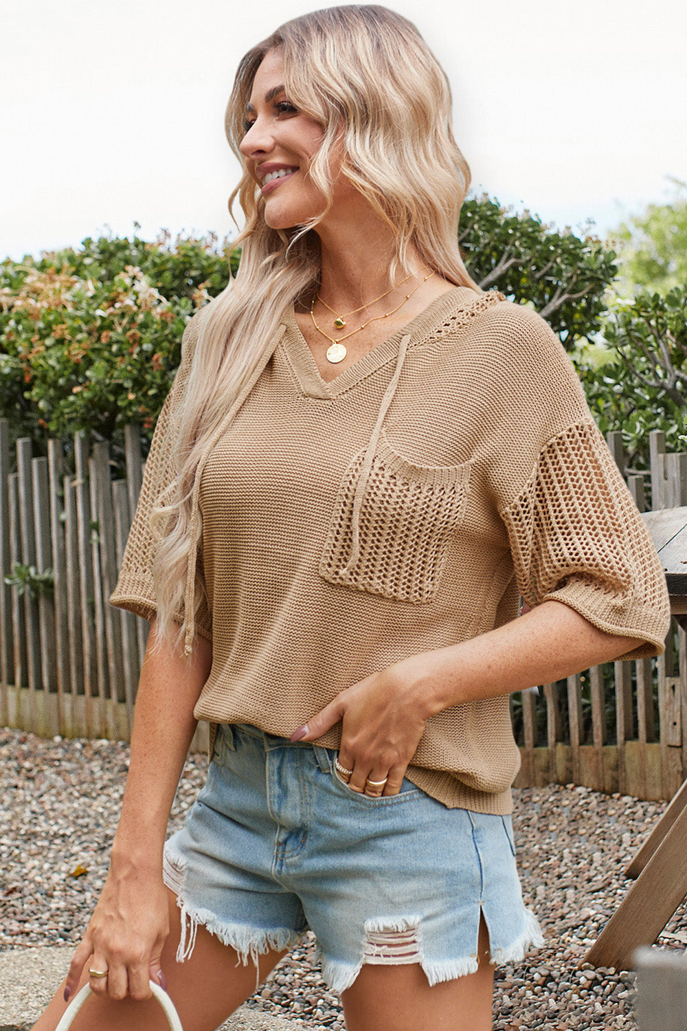 Nelly Openwork Knit Top