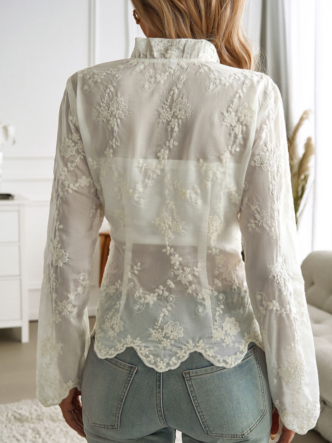 Samantha Frill Tie Lace Top