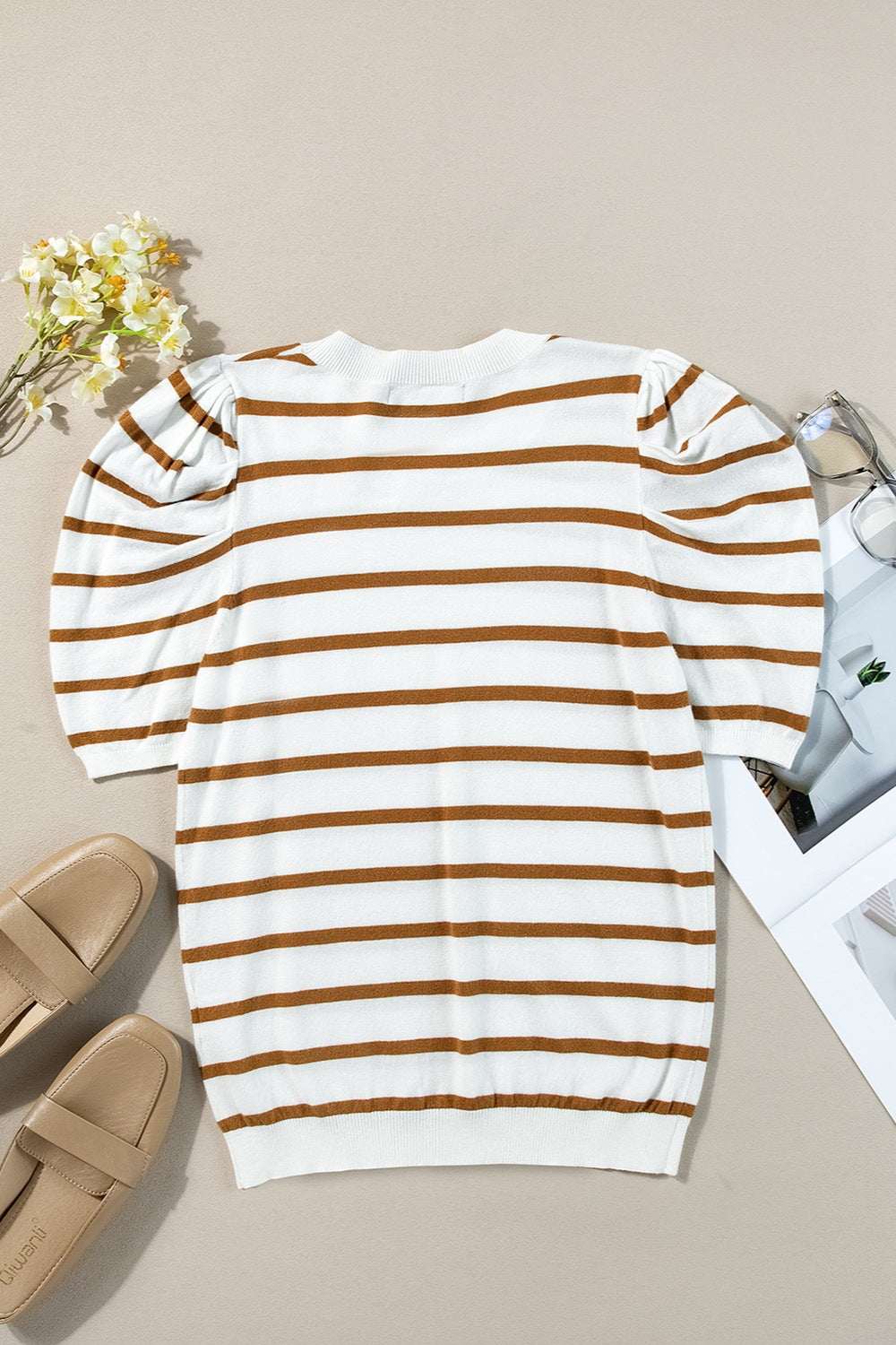 Take A Break Away Striped Puff Sleeve Top