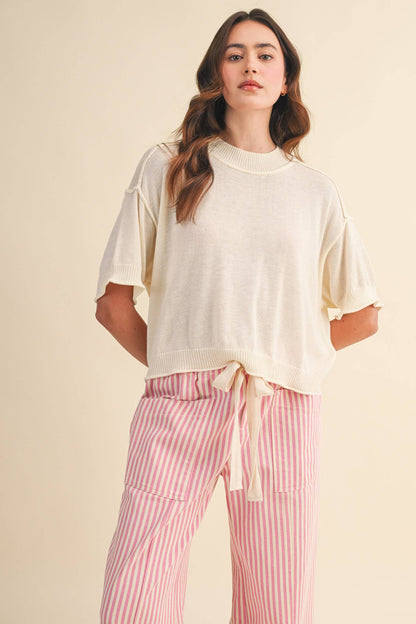 Lillith Cream Lightweight Knit Top
