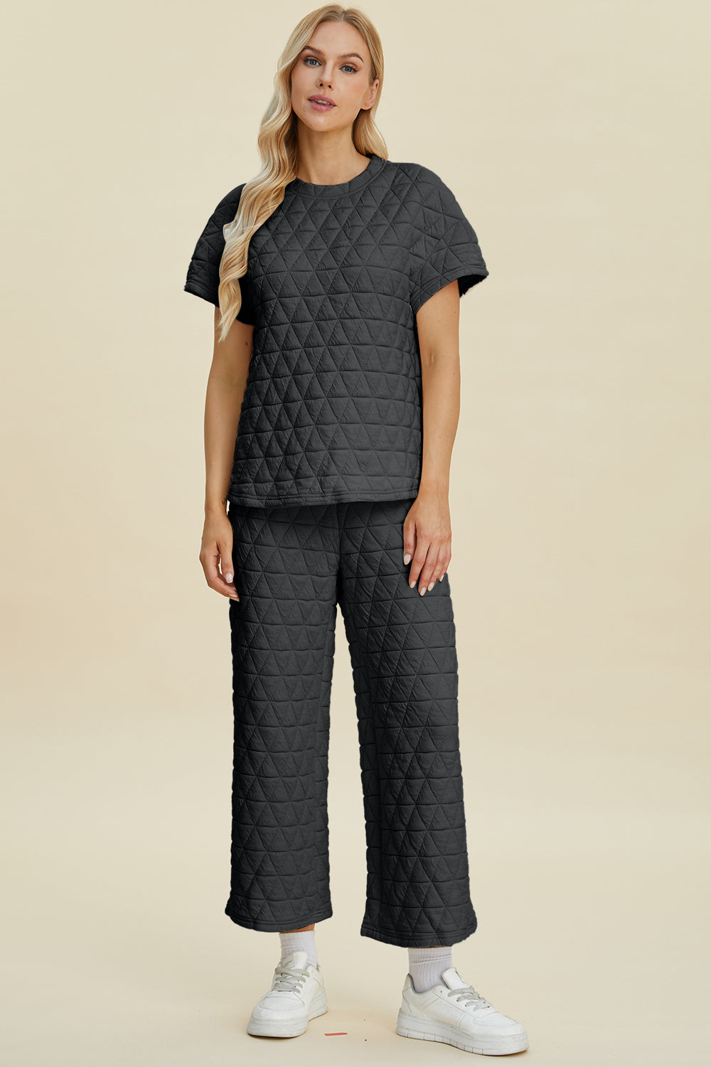 Double Take Short Sleeve Top and Pants Set