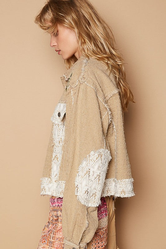 POL Crochet Patch Embroidered Jacket