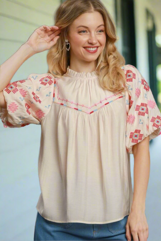 Umgee Taylor Embroidered Top