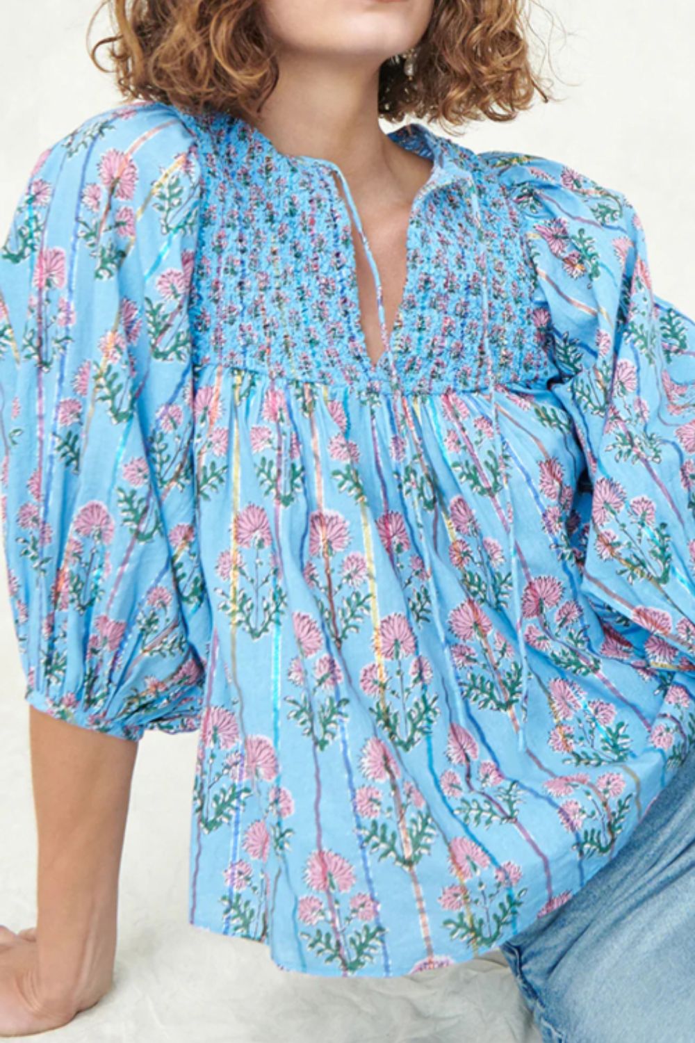 Floral Palisades Smocked Top