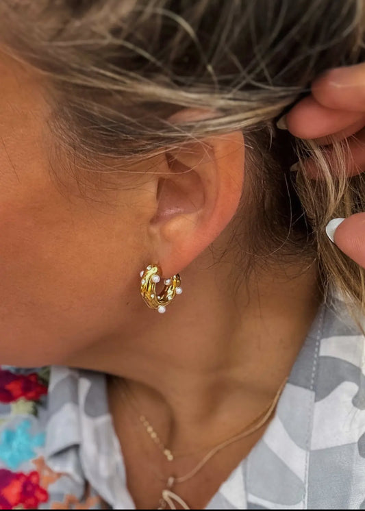 Love's Perfect Pair Pearl Hoops