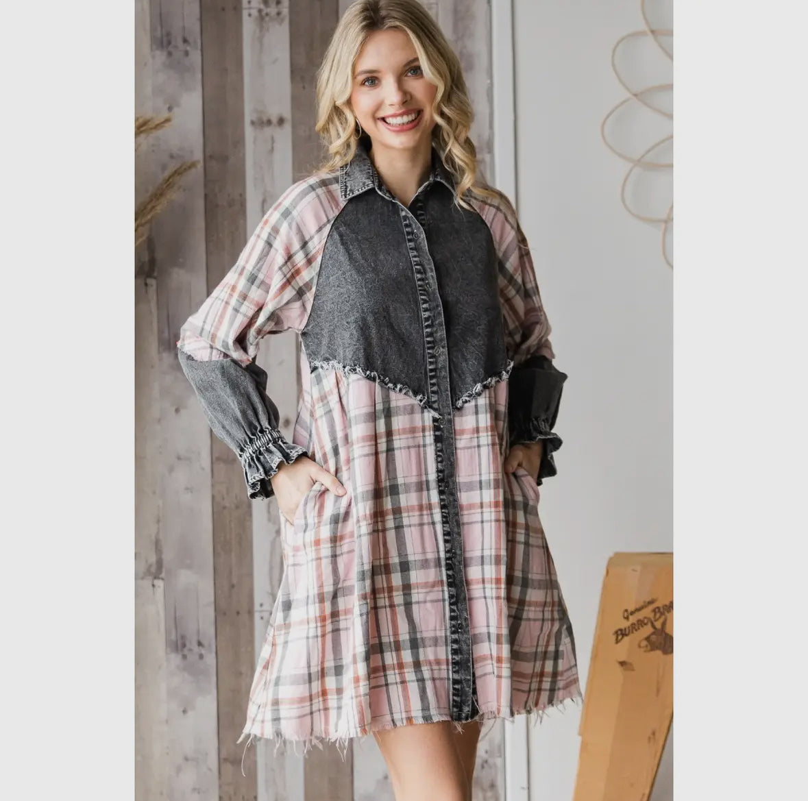 Luna Plaid Denim Dress