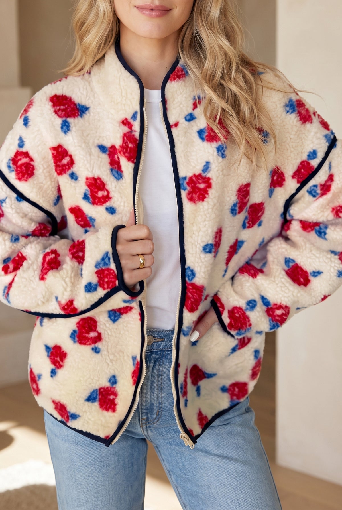 Get Stuff Done Floral Fleece Jacket