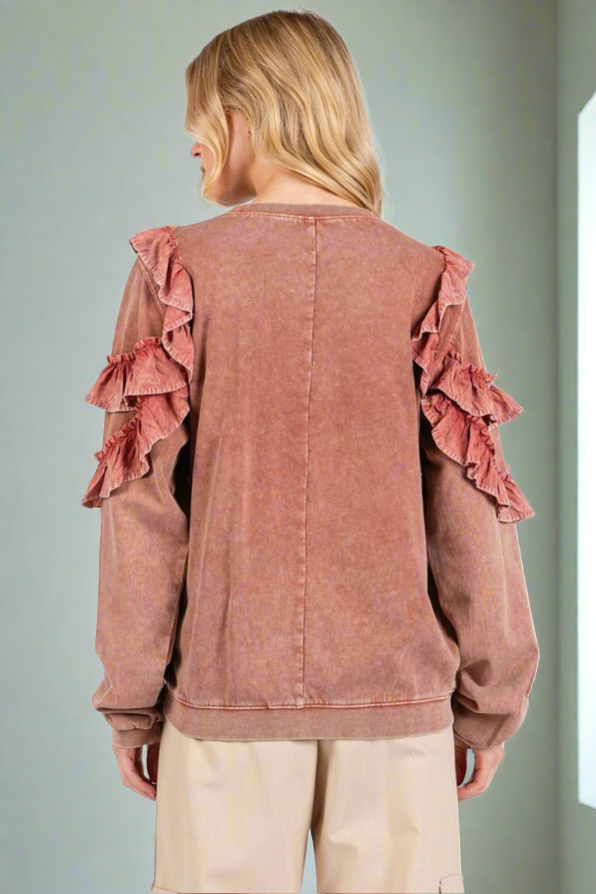 Desert Rose Ruffle Sweatshirt