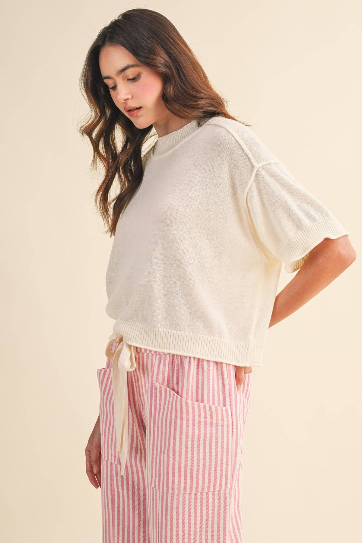 Lillith Cream Lightweight Knit Top