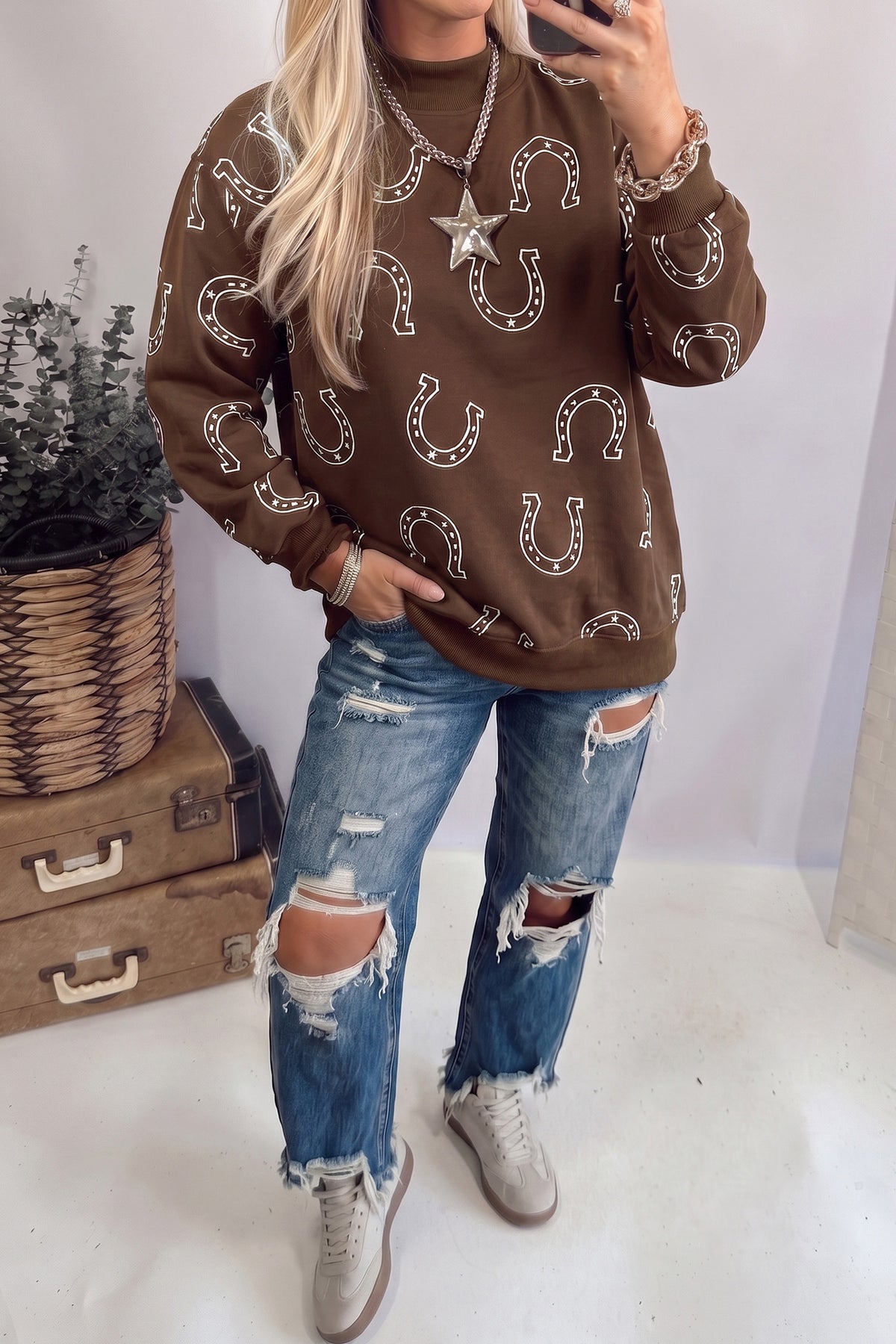 Yee Haw Mock Neck Sweatshirt