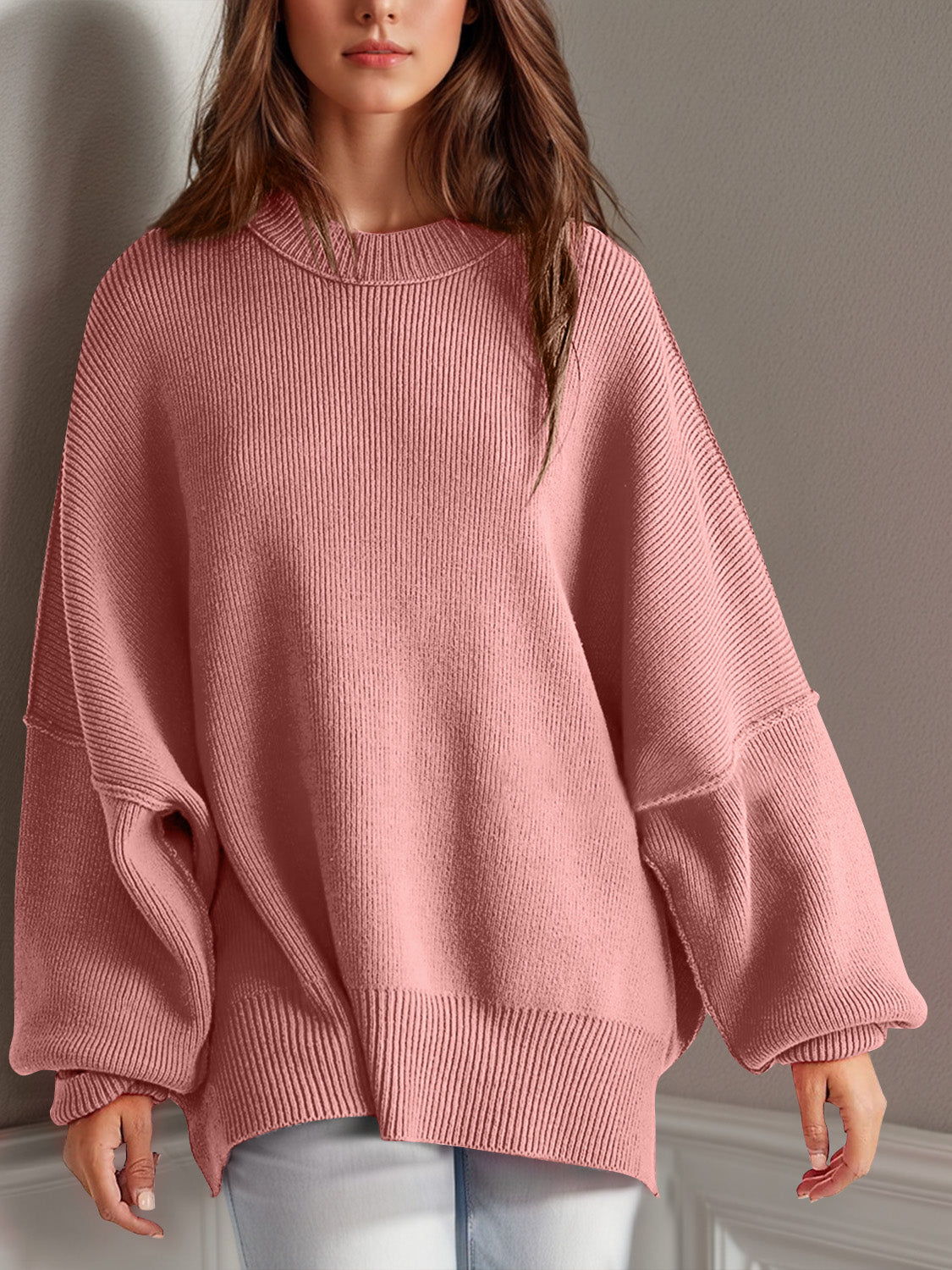 Mandy Side Slit Sweater  Oversized Pullover Sweater