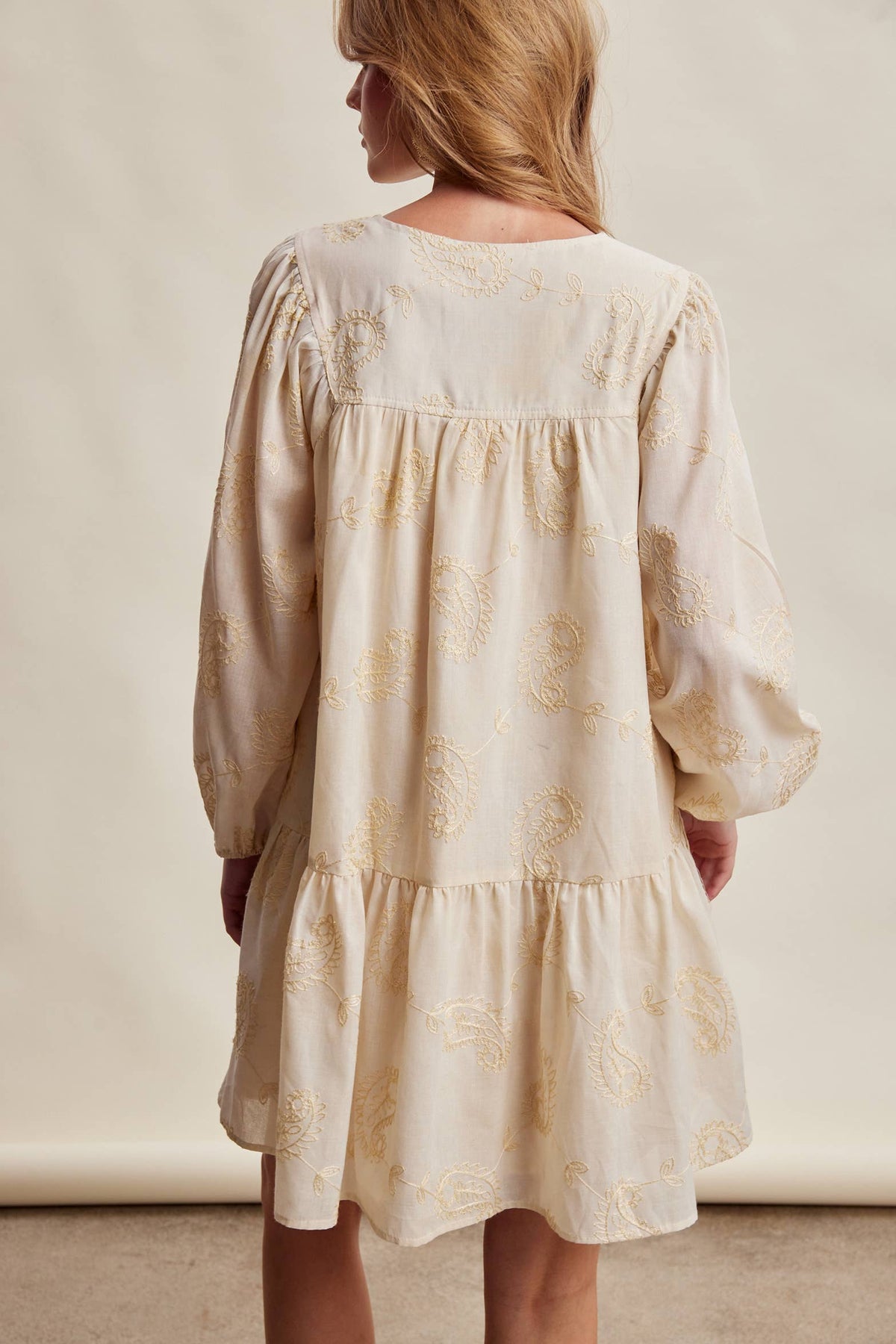 Emma Embroidered Paisley Cotton Mini Dress