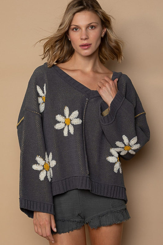 POL Floral Chenille Sweater