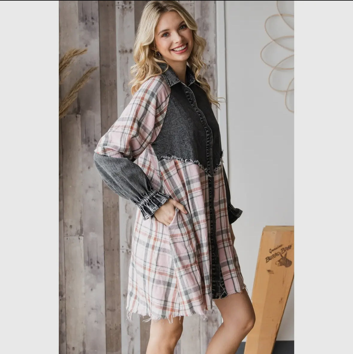 Luna Plaid Denim Dress