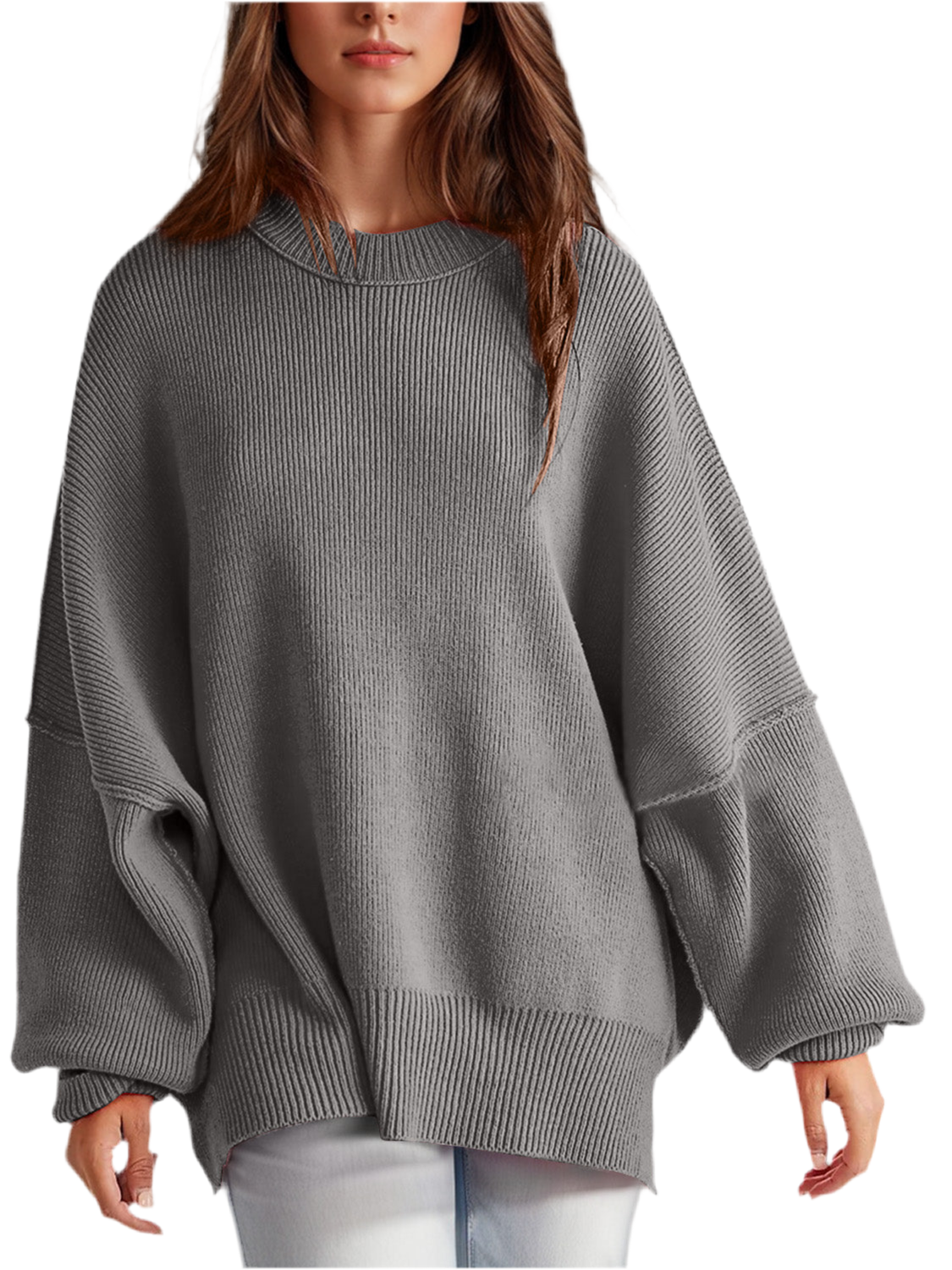 Mandy Side Slit Sweater  Oversized Pullover Sweater