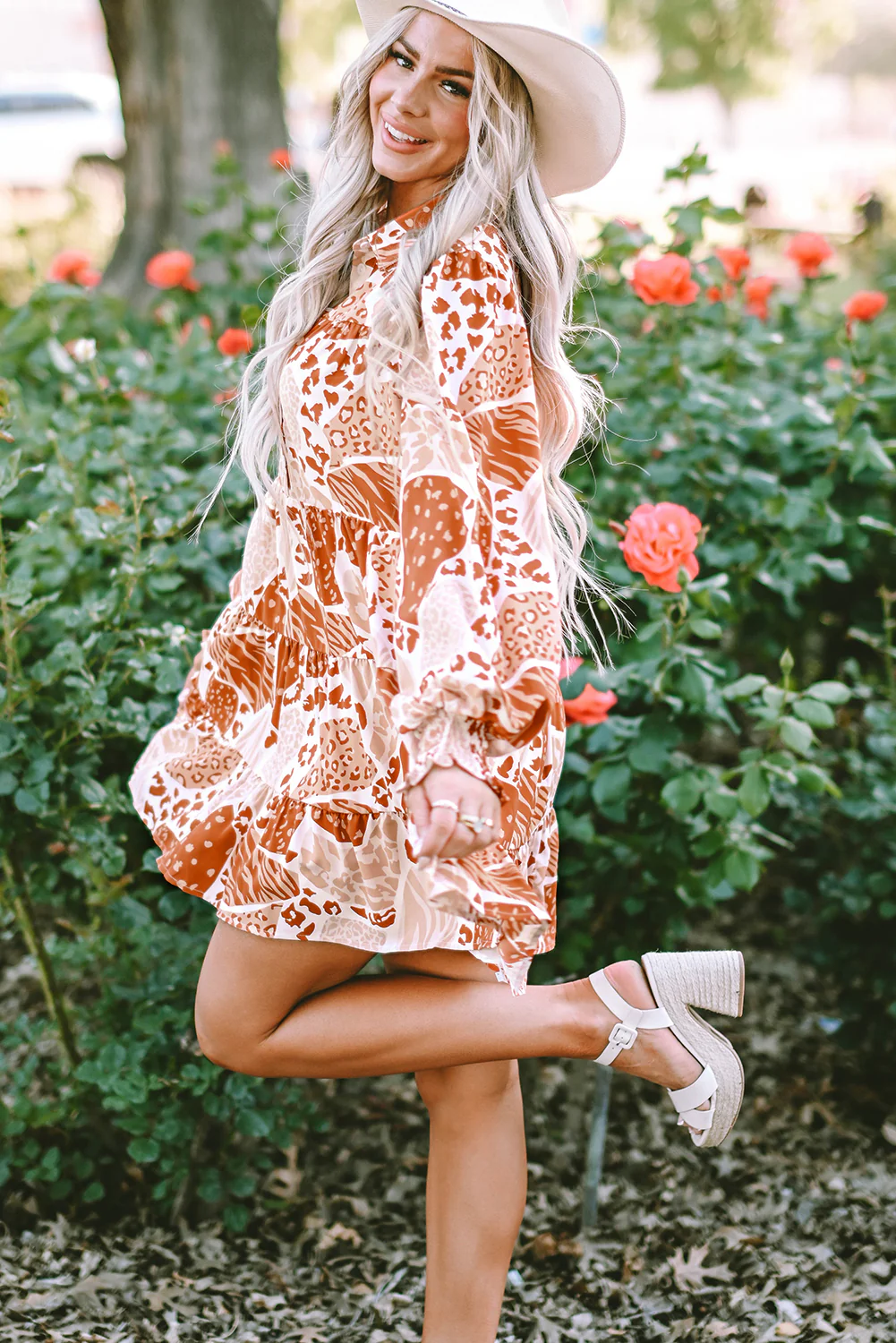 Leopard and Love Ruffle Mini Dress