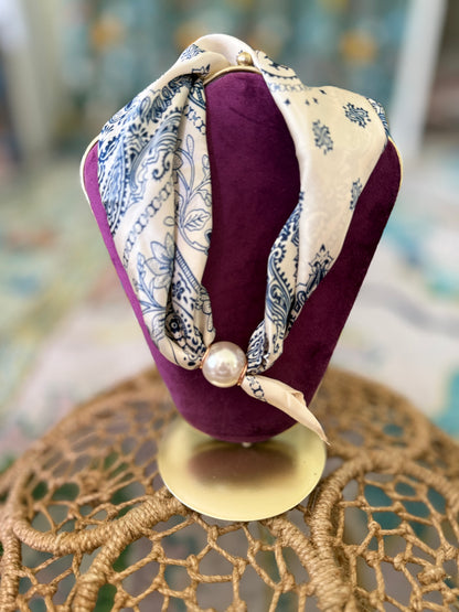 Blue & White Magnetic Scarf Necklace