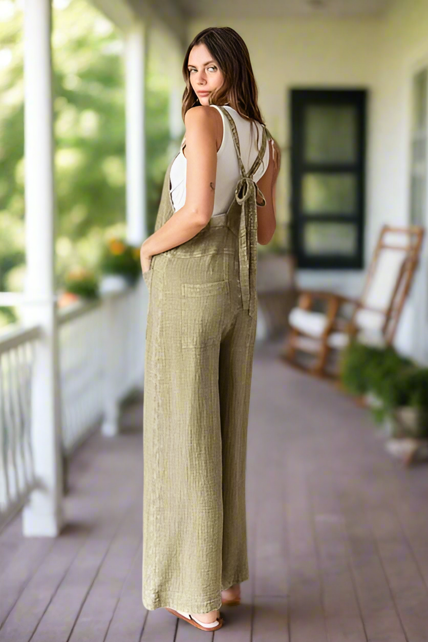 Mittoshop Textured Wide Leg Overalls