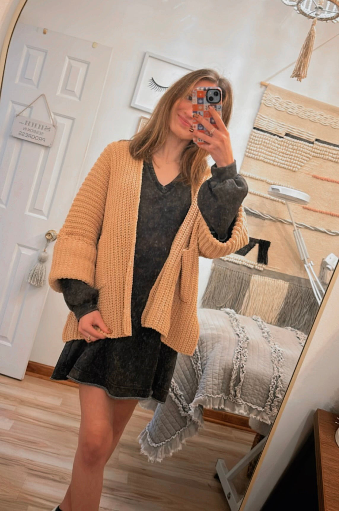 Tan Pol Chenille Cardigan SM/M