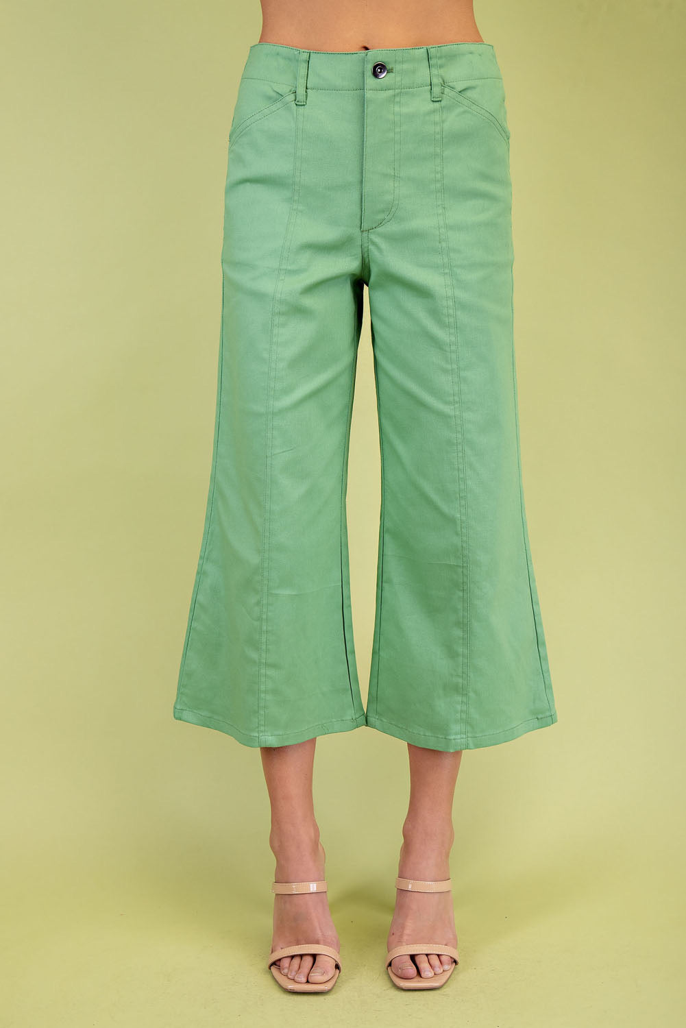 The Margo High Waisted Crop Seam Pants Apple Green