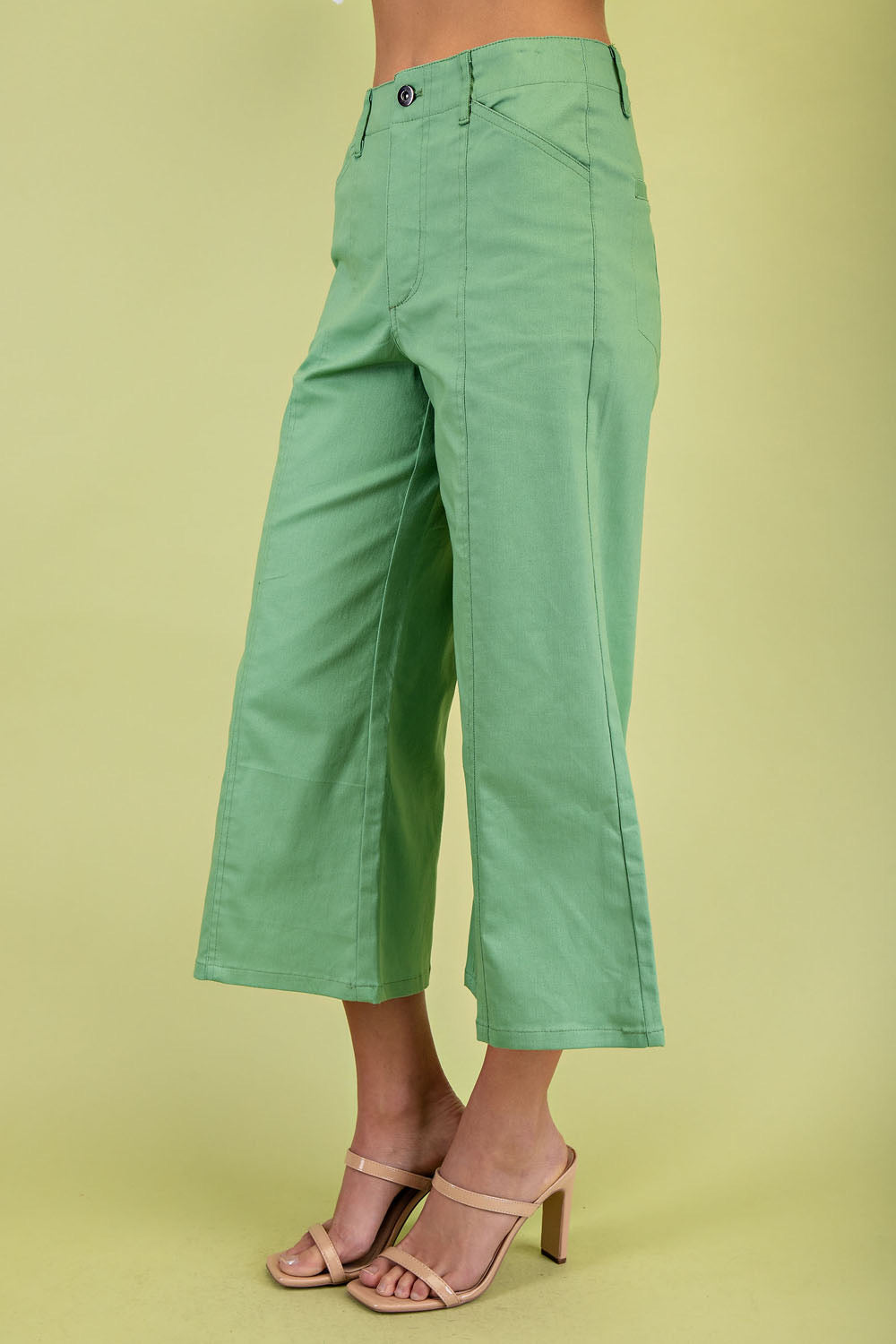 The Margo High Waisted Crop Seam Pants Apple Green