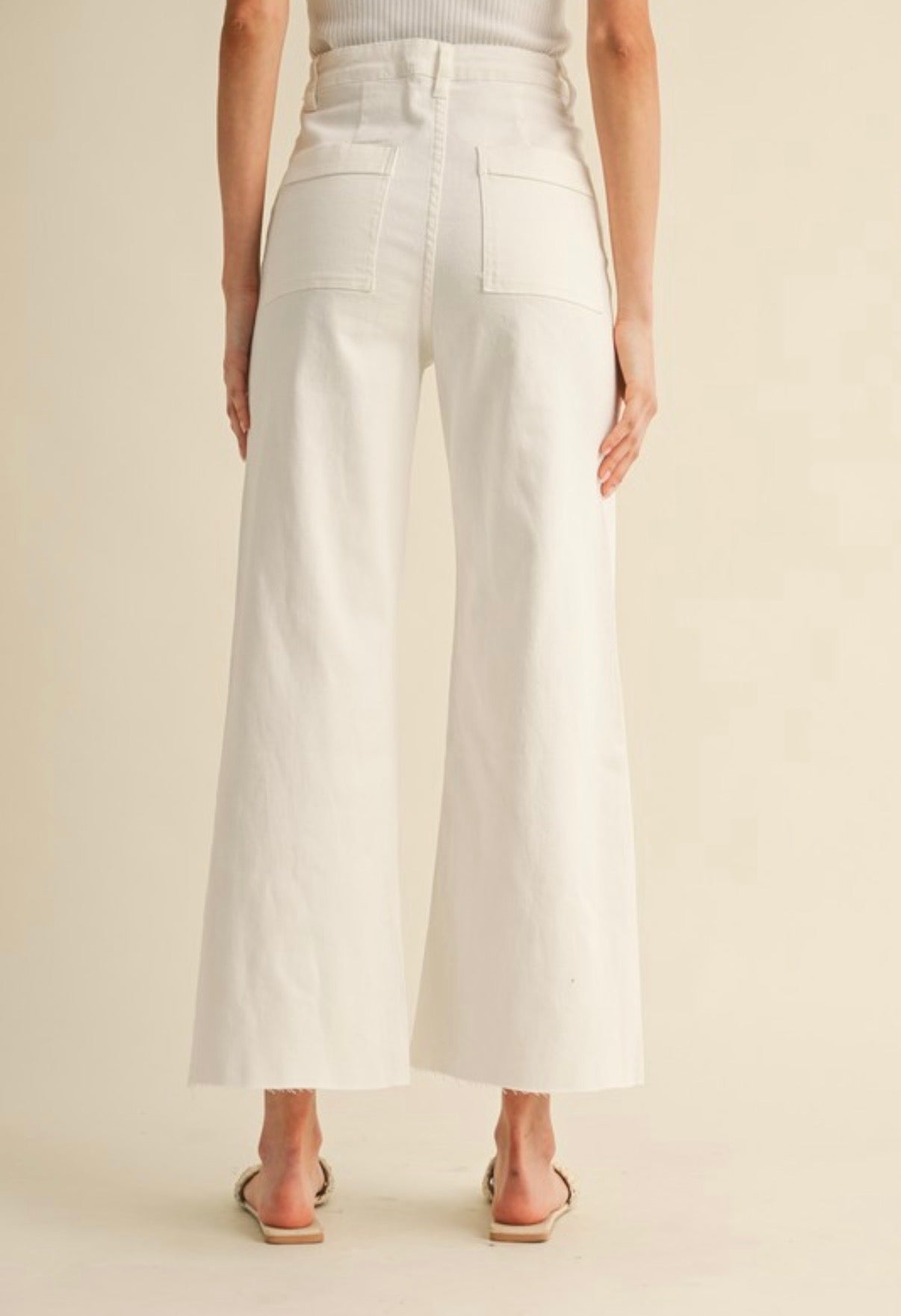 The Harper High Rise Wide Leg Jeans by Annie Wear - Oat