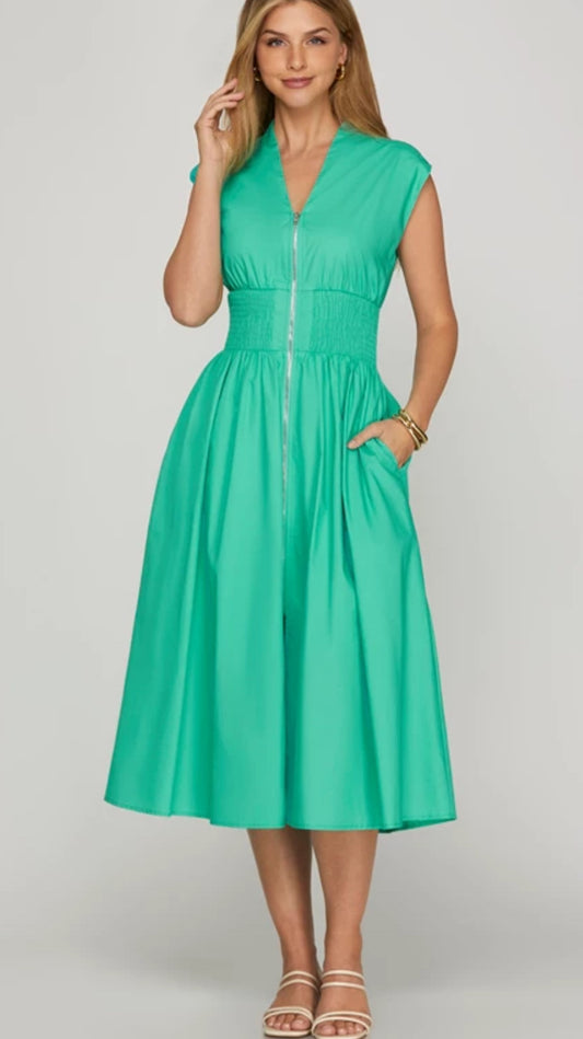 The Molly Zip Up Midi Dress