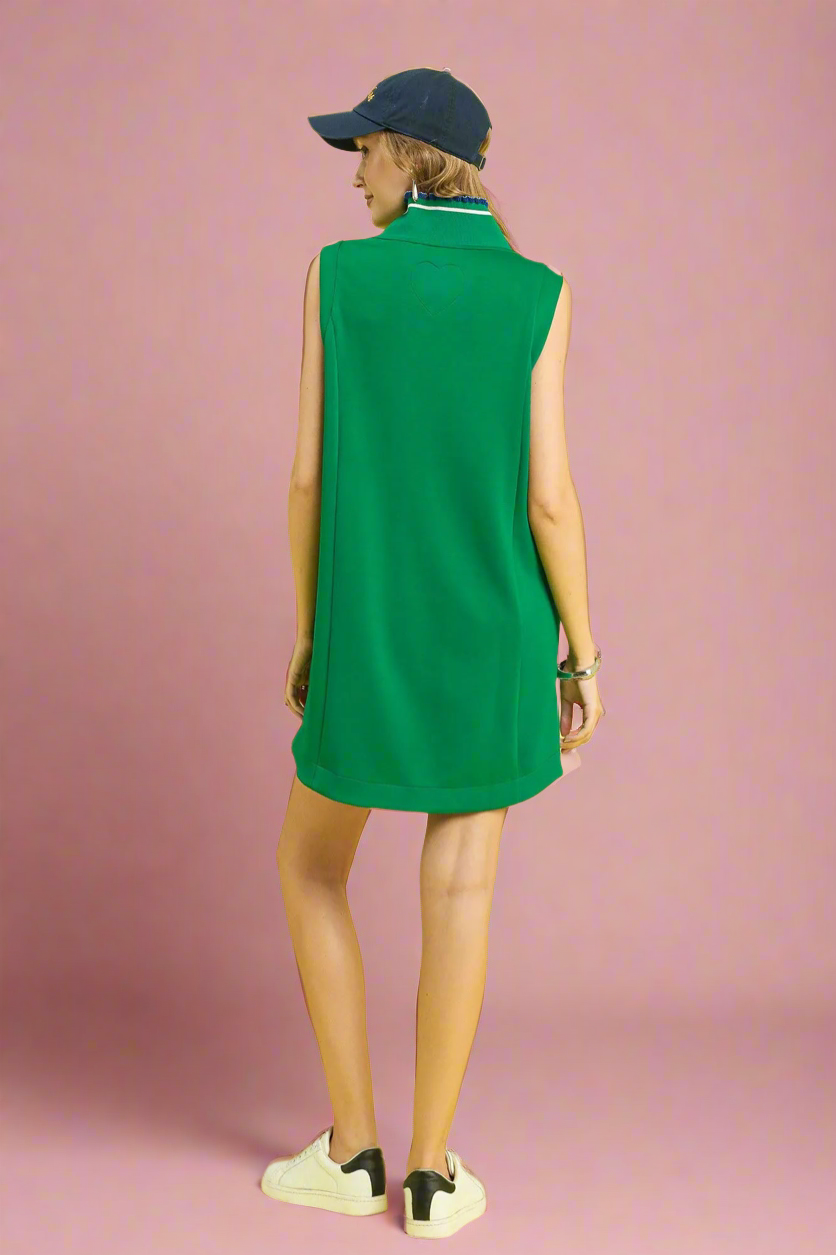 Umgee Frill Contrast Trim Sleeveless Mini Dress