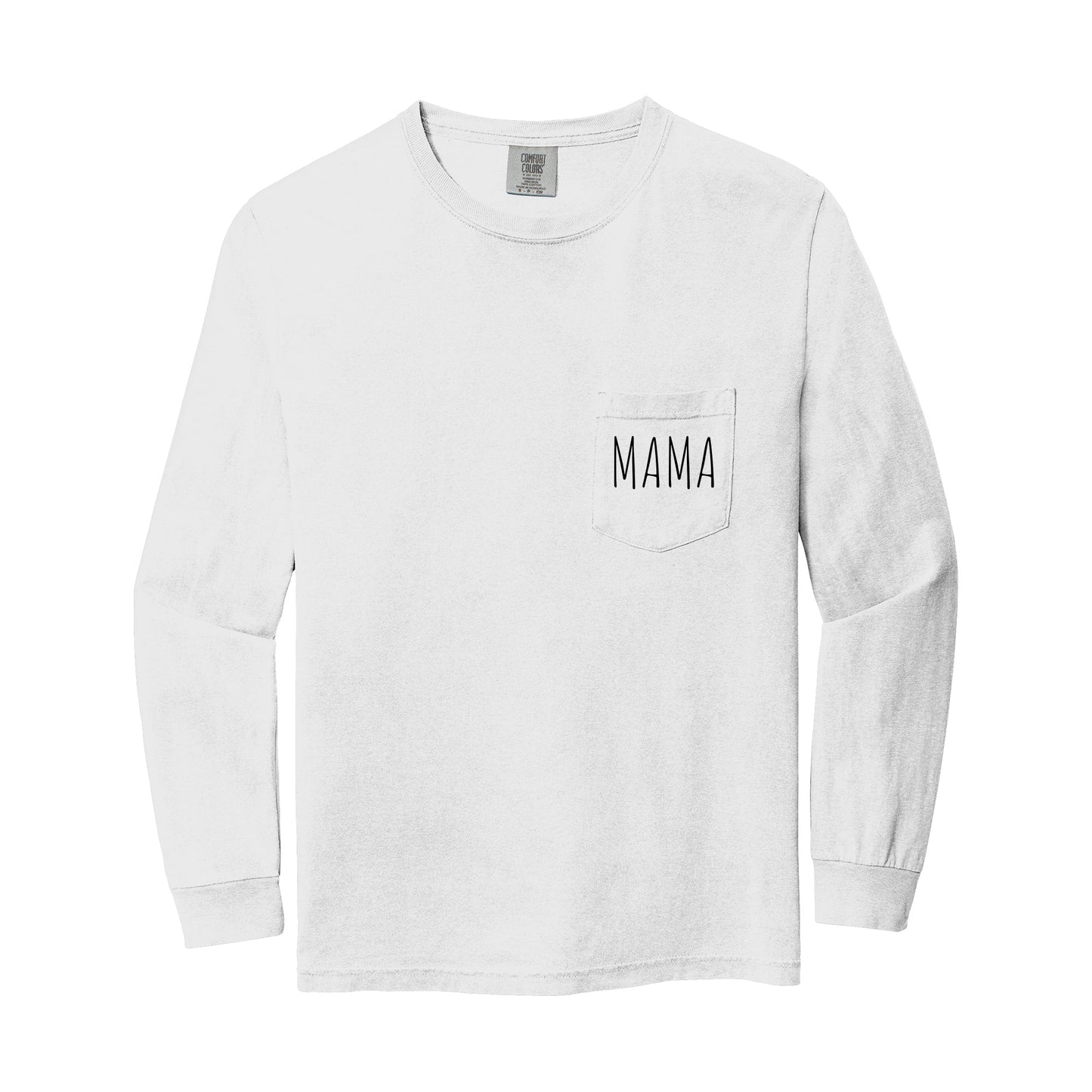 Comfort Colors Mama Pocket Long Sleeve Shirt (Cute)