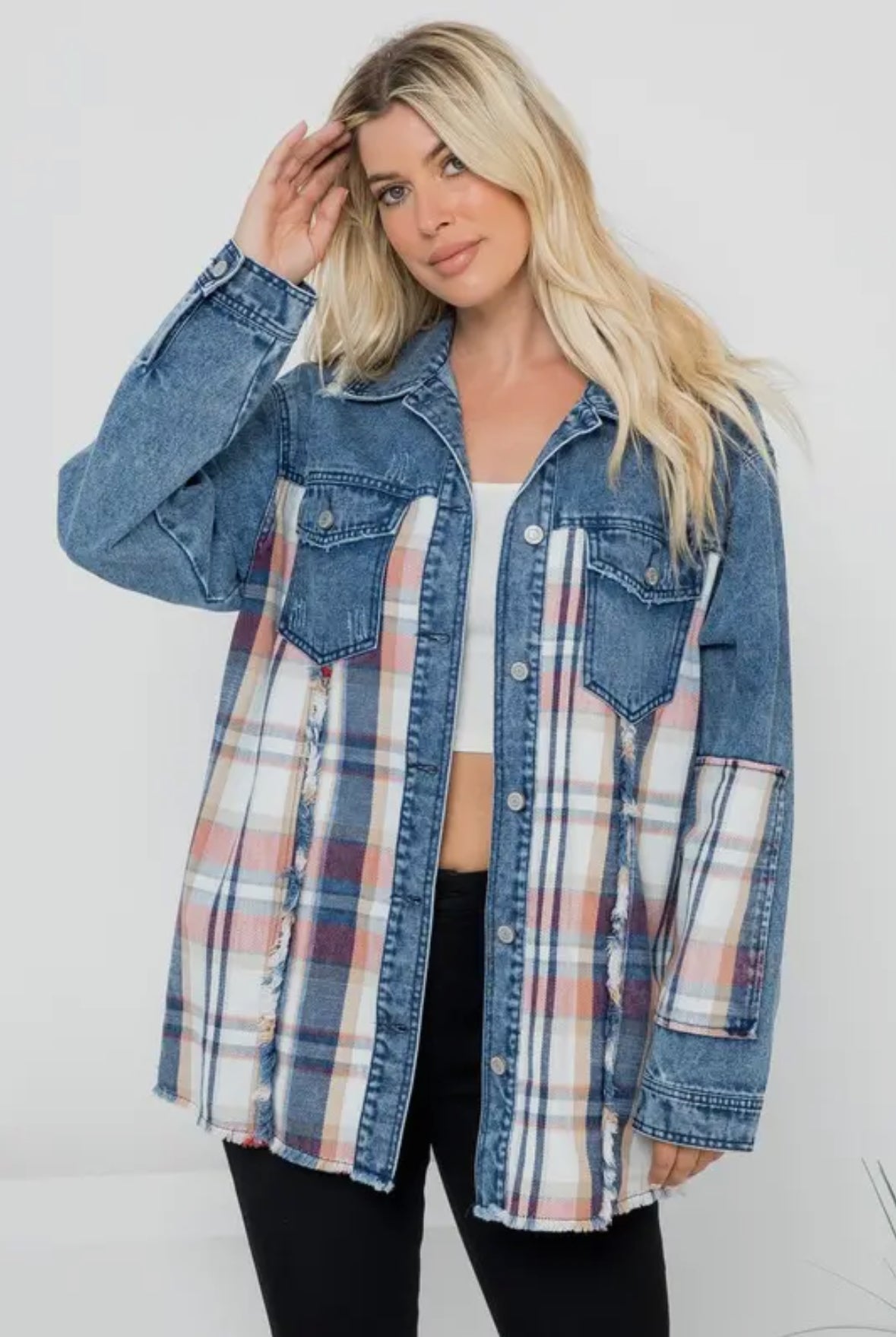 Garment Washed Oversized Denim Shacket