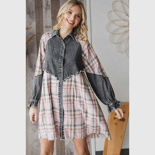 Luna Plaid Denim Dress