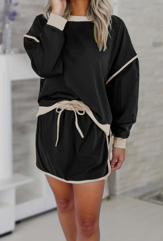 Feeling Cozy Loose Fit Pullover and Skirt Set