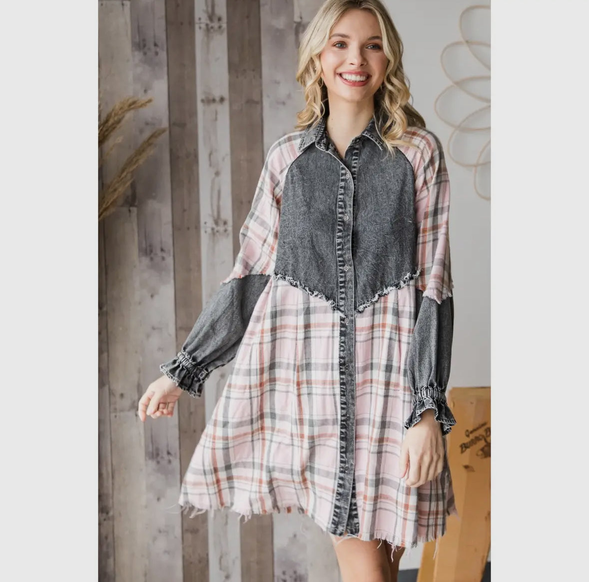 Luna Plaid Denim Dress