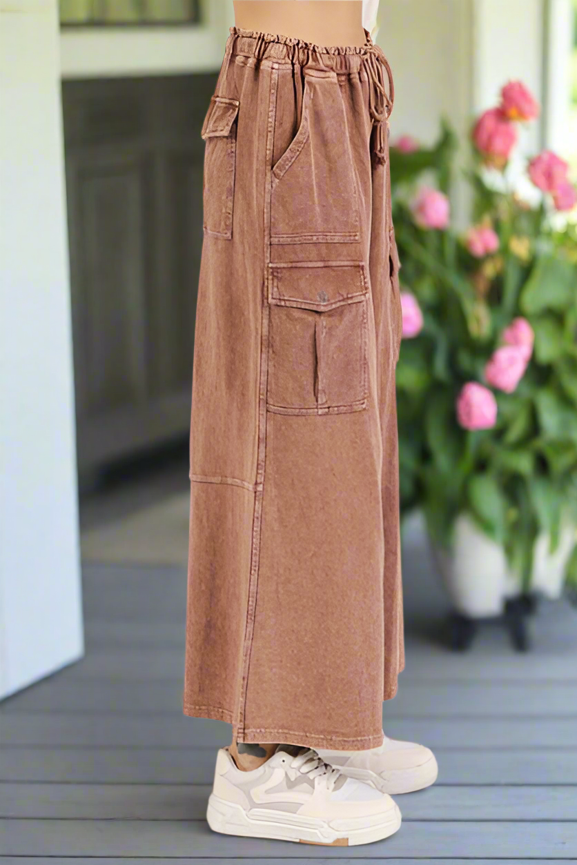 Mittoshop French Terry Cargo Wide Leg Pants